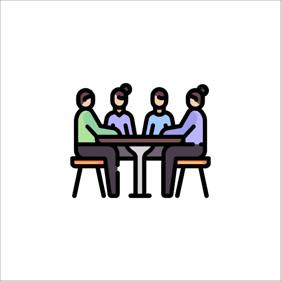 People sitting at a table with a chair vector