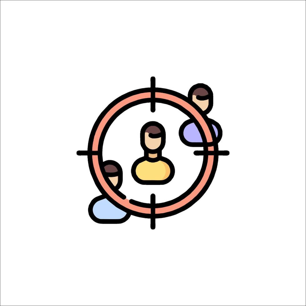 People in a circle icon, with a target in the center vector