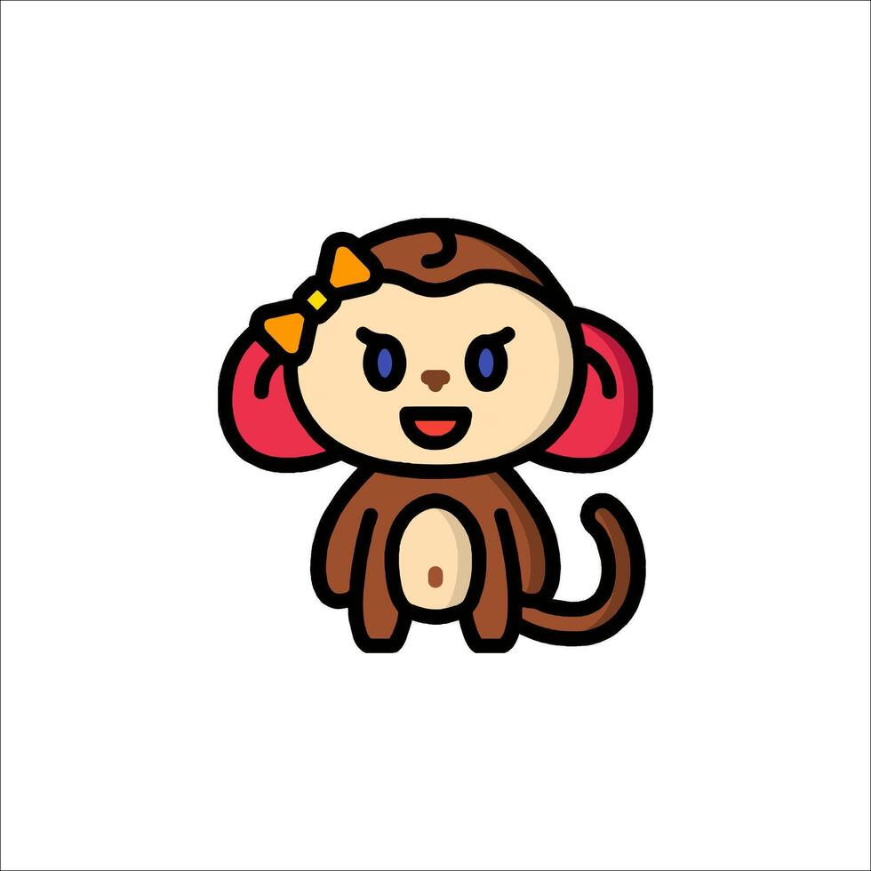 A cartoon monkey with a bow on its head vector