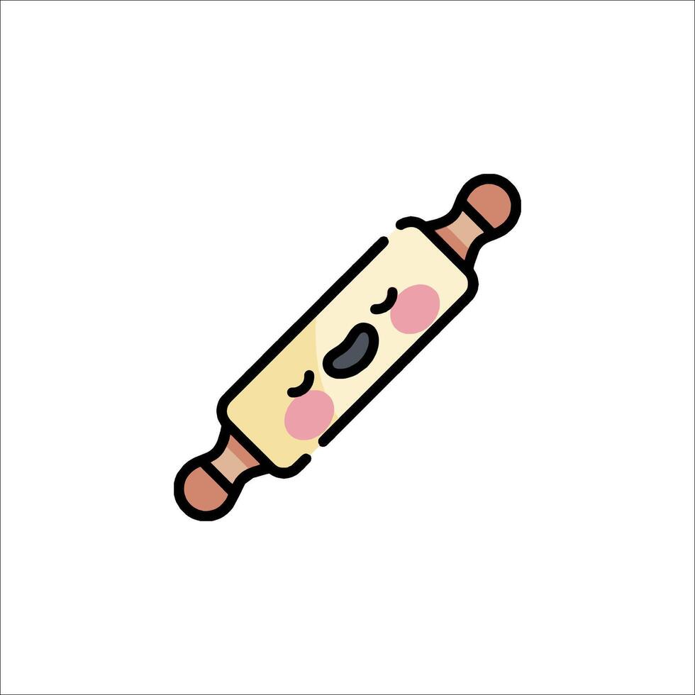 A rolling pin with a face on it vector