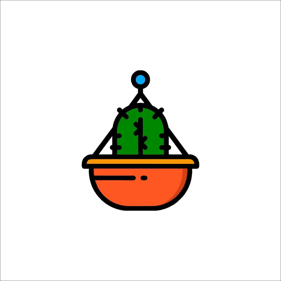 A cactus plant in a pot on a white background vector