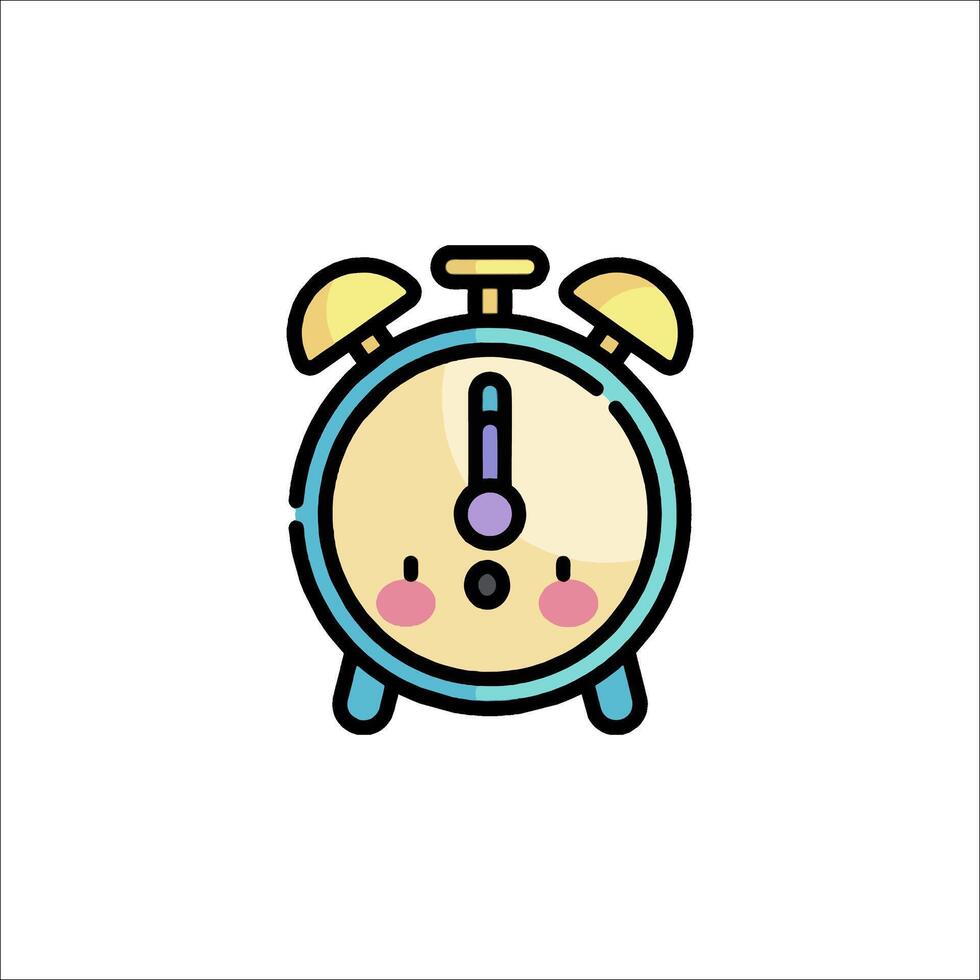 An alarm clock with a cute face on it vector