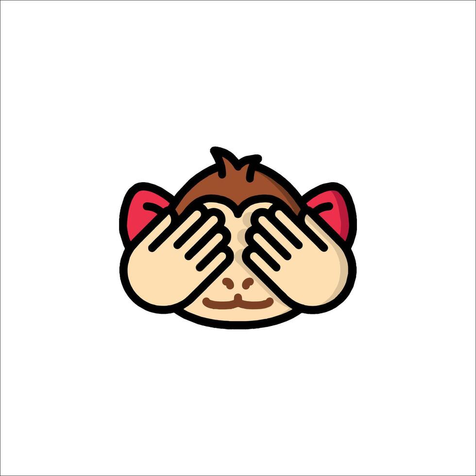 A cartoon monkey with its hands over its eyes vector