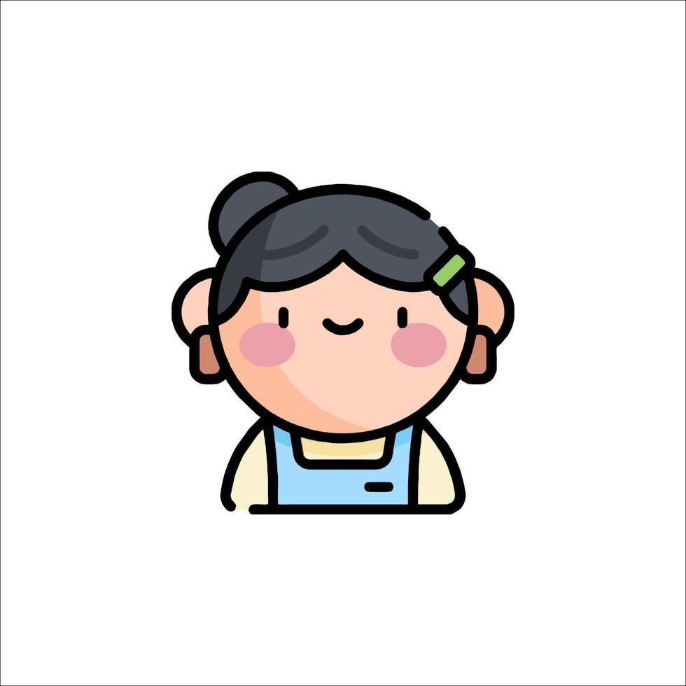 A cartoon woman with a black hair and a blue apron vector
