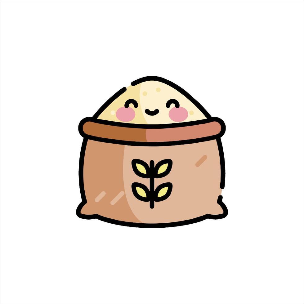 A bag of rice with a smiley face on it vector