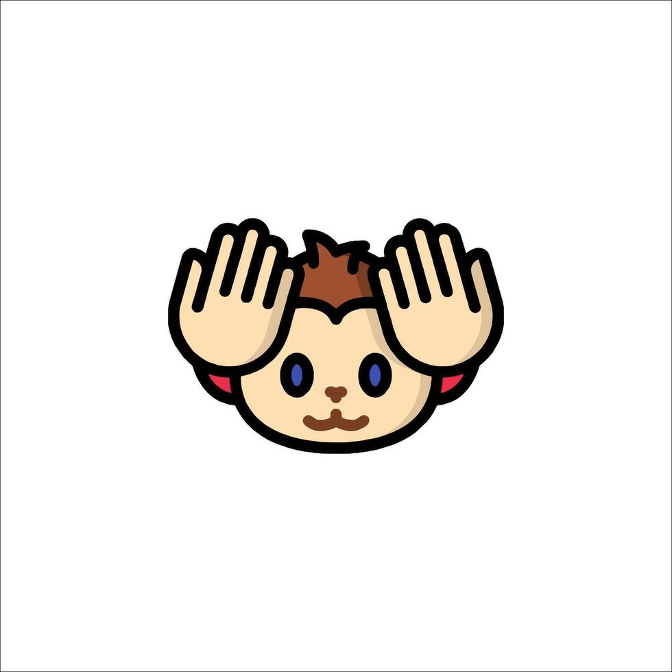 A cartoon monkey with two hands up in the air vector