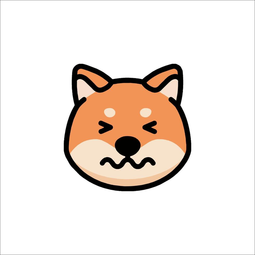 A cartoon dog face with a sad expression vector