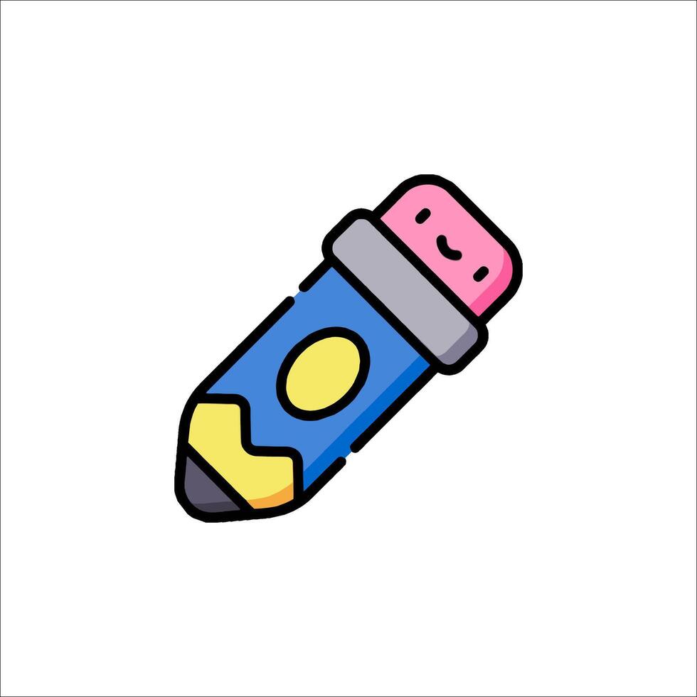 A pencil with a smiley face on it vector