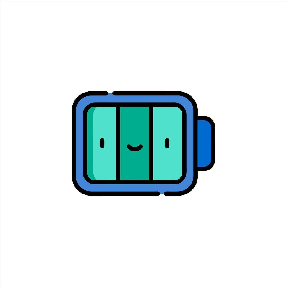A battery icon with a smiley face vector