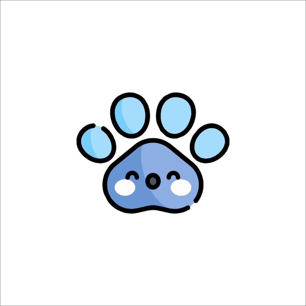 A cute blue paw with a smiley face vector