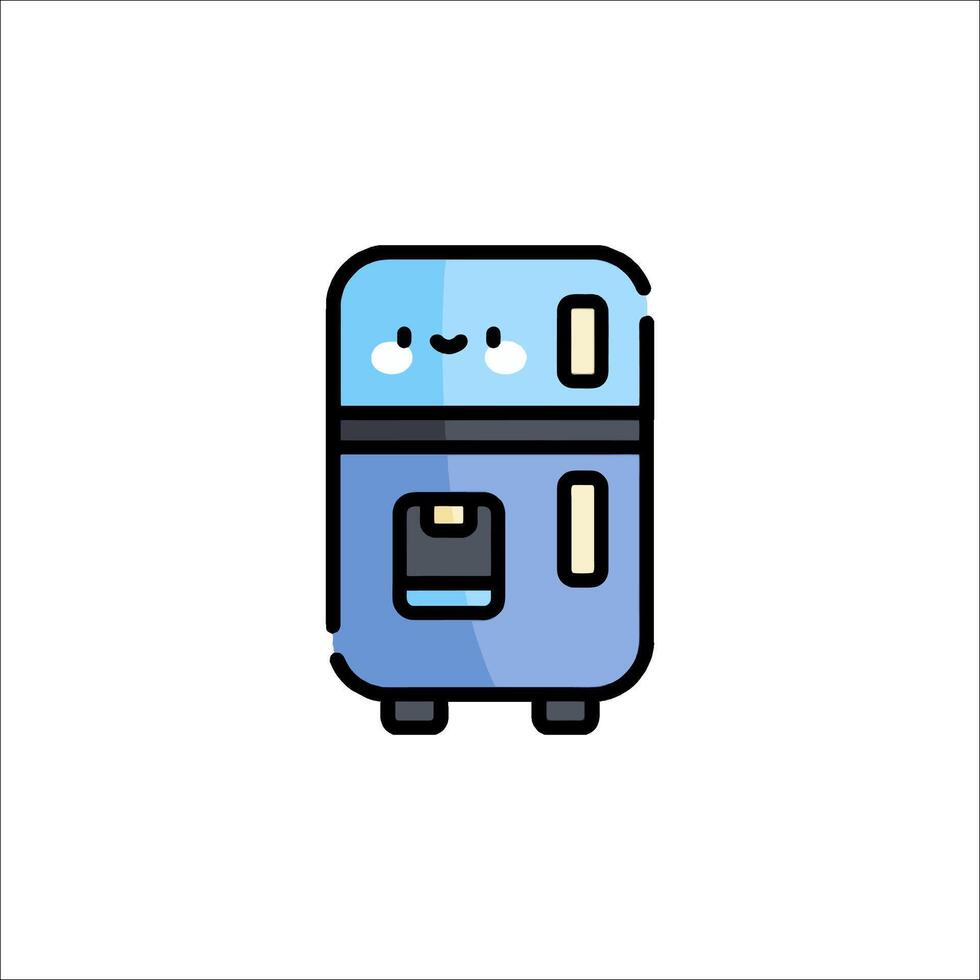 A refrigerator icon with a cute face vector