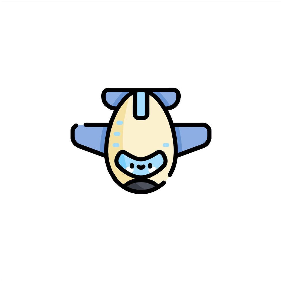 A cartoon airplane with a blue face and a blue nose vector
