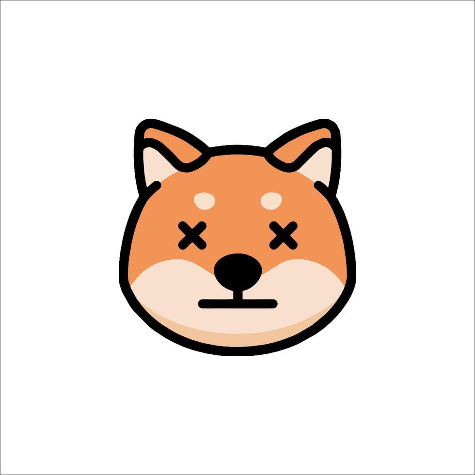 A cartoon dog face with a cross on it vector