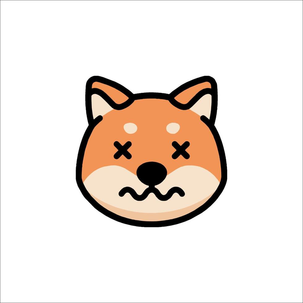 A cartoon dog face with a sad expression vector