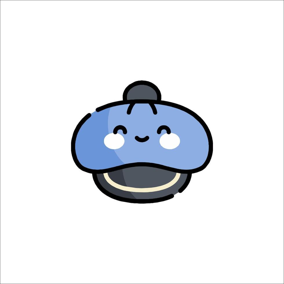 A blue mushroom with a black hat on it vector