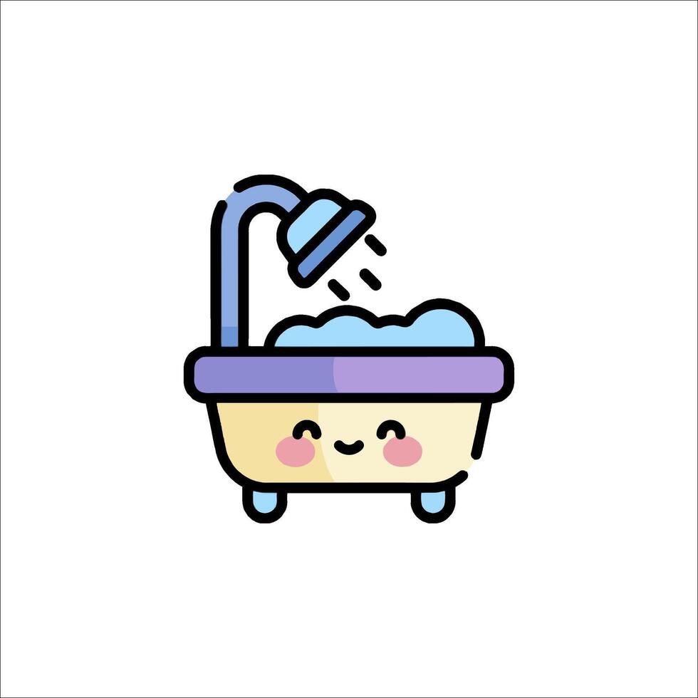 A cartoon bathtub with a smiley face vector