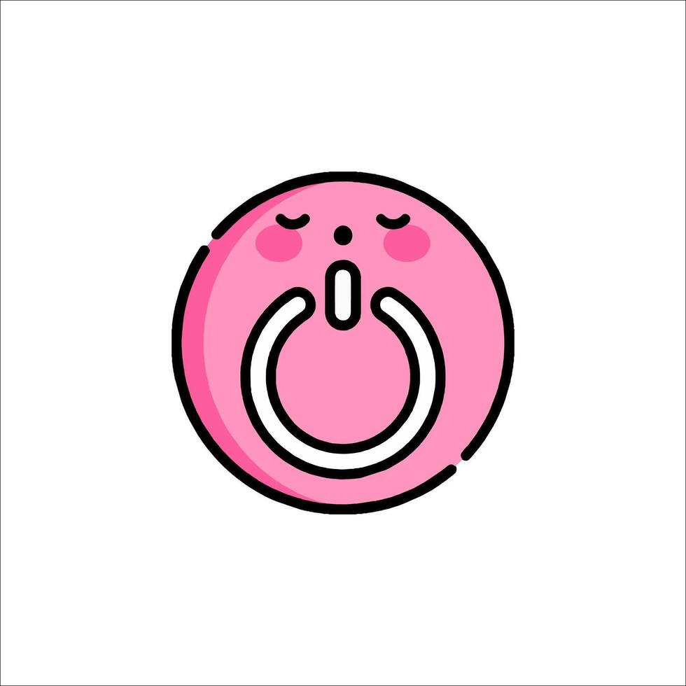 A pink pacifier with a white circle on it vector