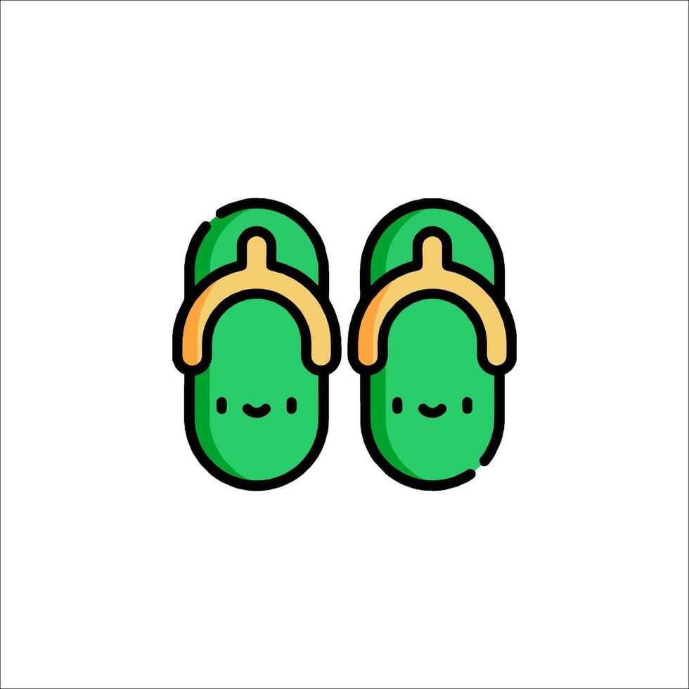 Two green flip flops with a smiley face on them vector