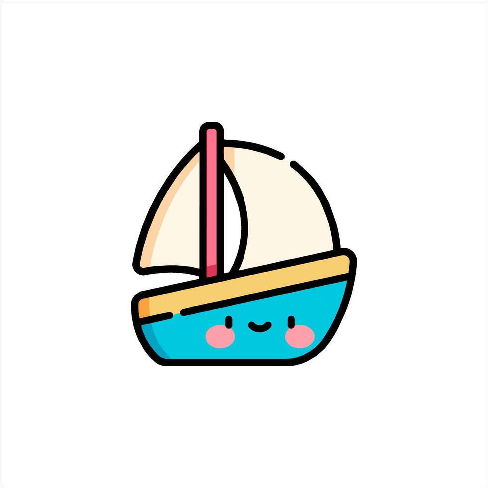 A cute little boat with a pink sail vector