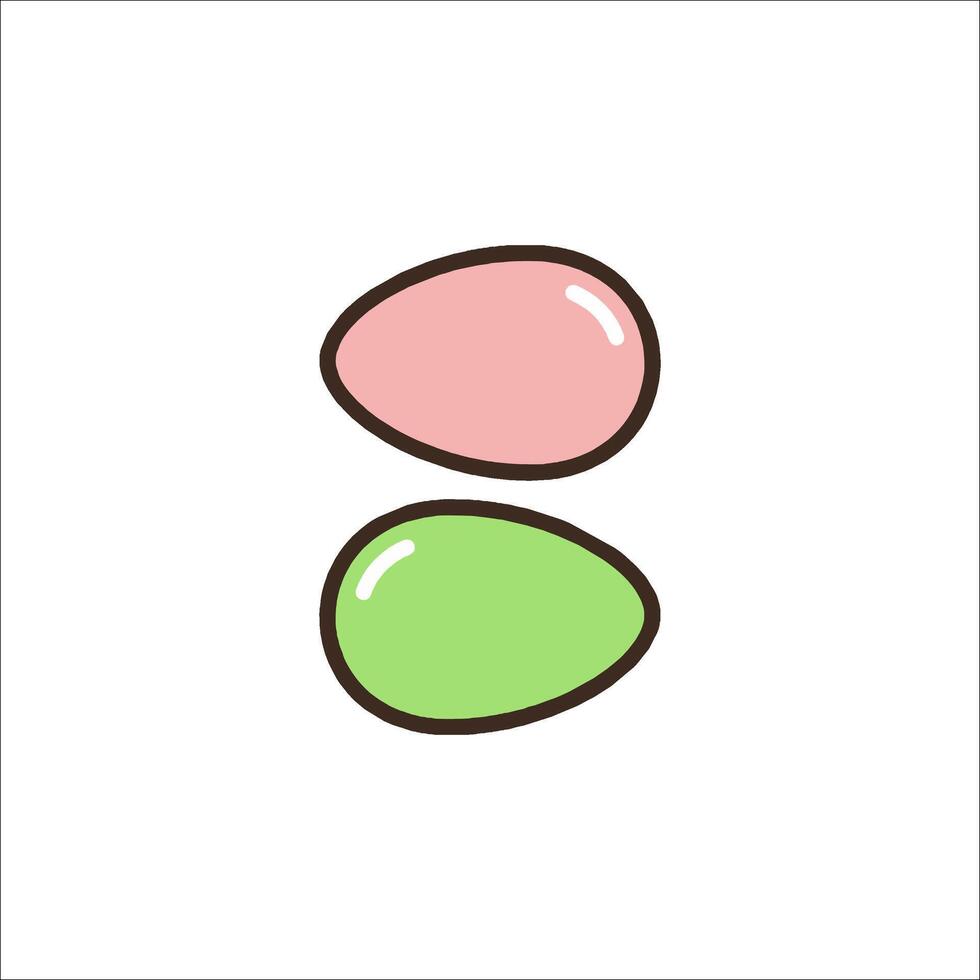Two pink and green eggs are shown on a white background vector