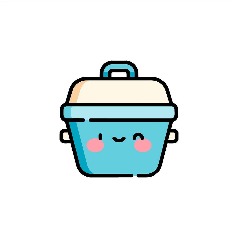 A cute blue container with a face on it vector