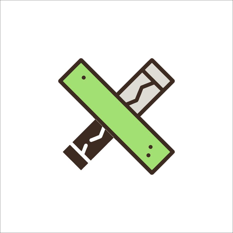 A green and white logo with a knife and a cross vector