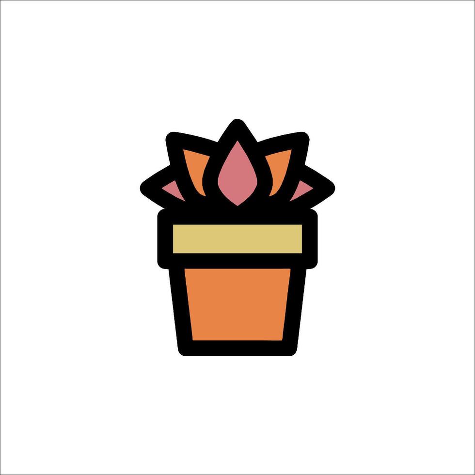 A flower pot icon with a pink flower vector
