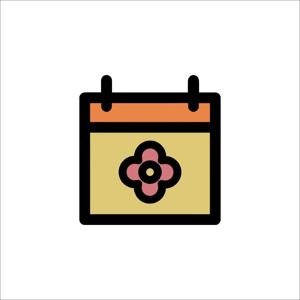 A calendar with a flower on it vector