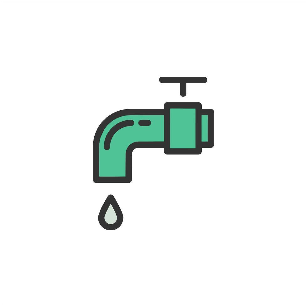 A green tap with a drop of water coming out of it vector