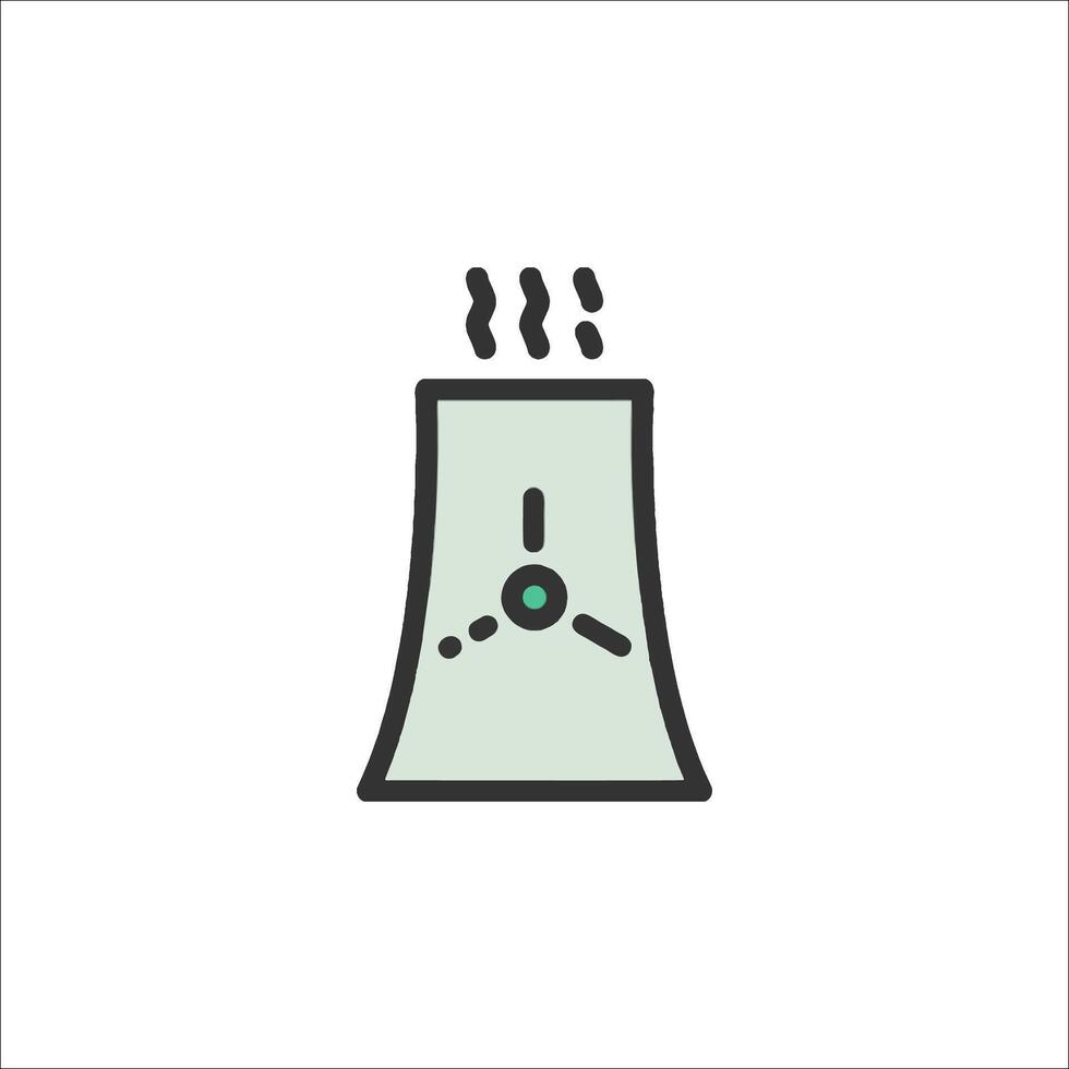 A black and white icon of a nuclear power plant vector