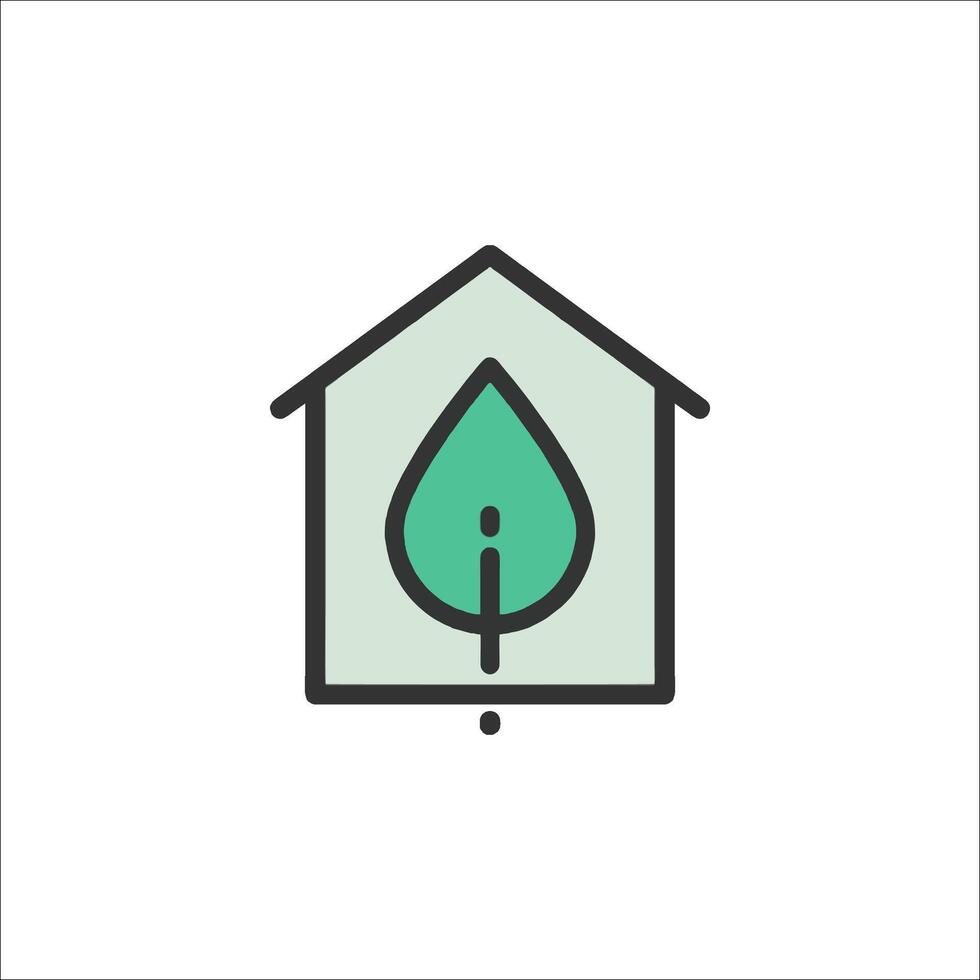 A green house with a leaf on it vector