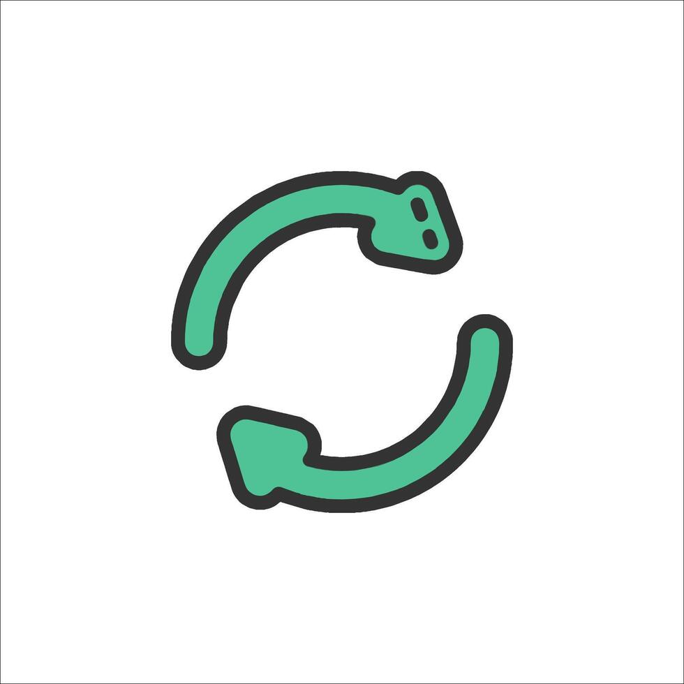 A green and black icon of a circular arrow vector