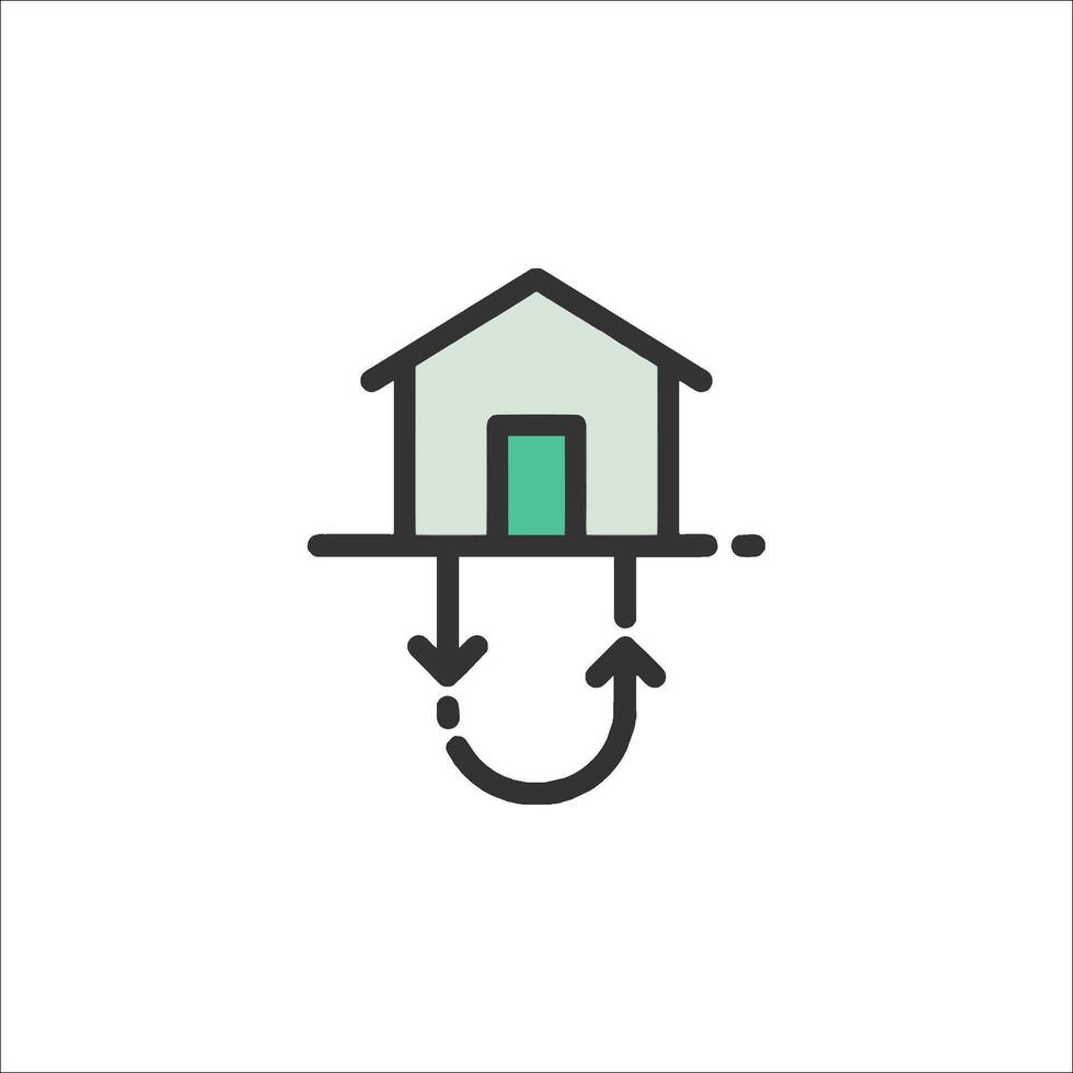 A house with a green arrow pointing to it vector