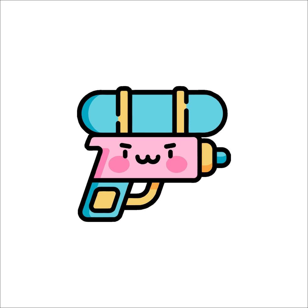 A cartoon gun with a smiley face vector