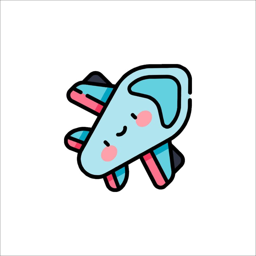 A cute airplane with a pink nose and blue eyes vector