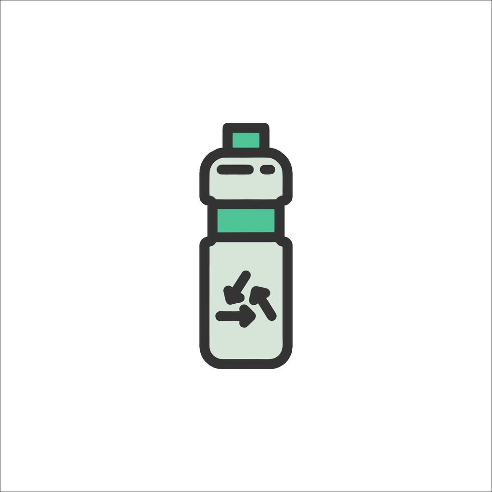 A bottle with a green and white logo vector