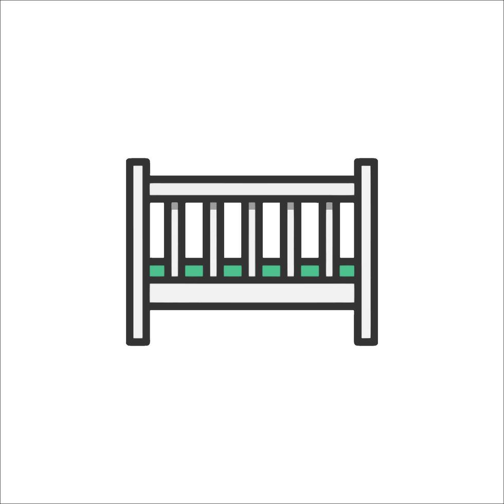 A baby crib icon on a white background vector