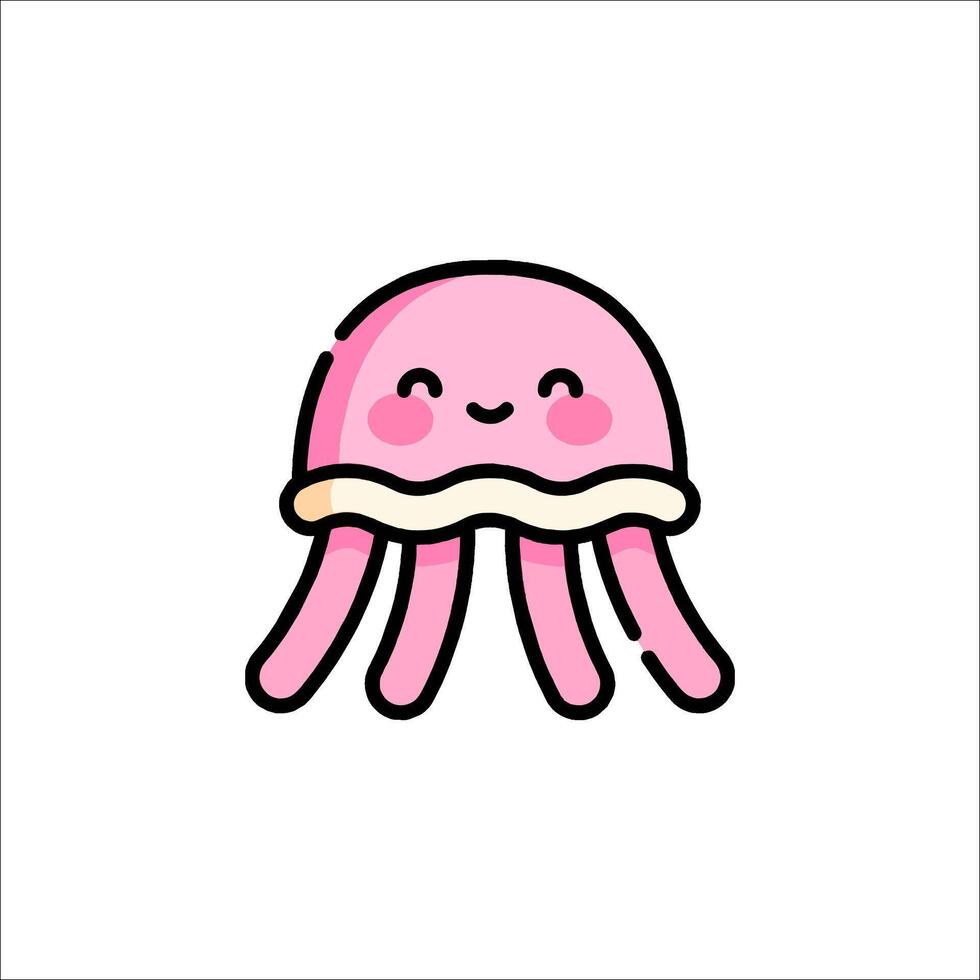 A cute pink jellyfish with a smile on its face vector