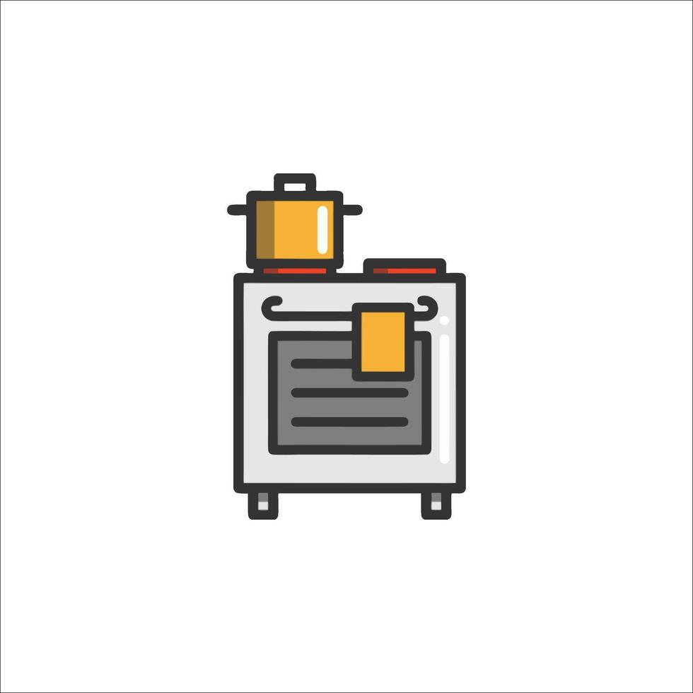 A kitchen stove with a pot and pan on top vector