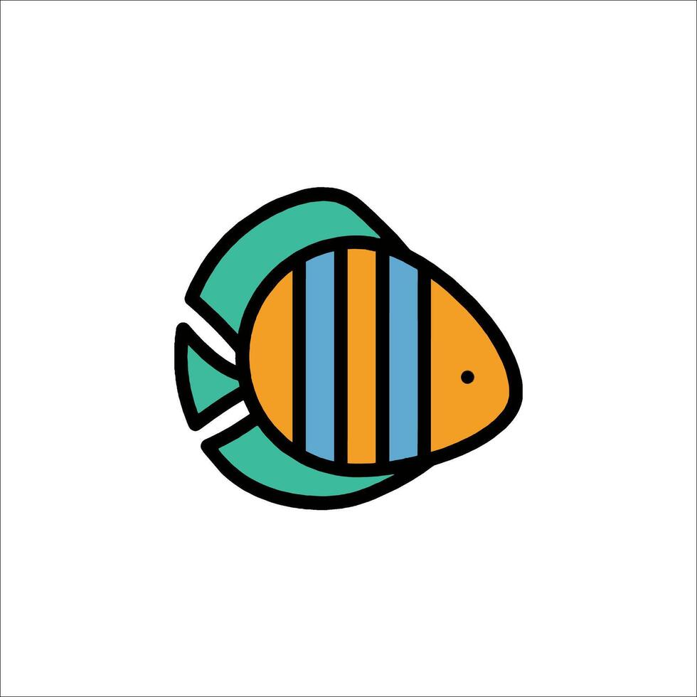 A fish icon with a striped pattern vector