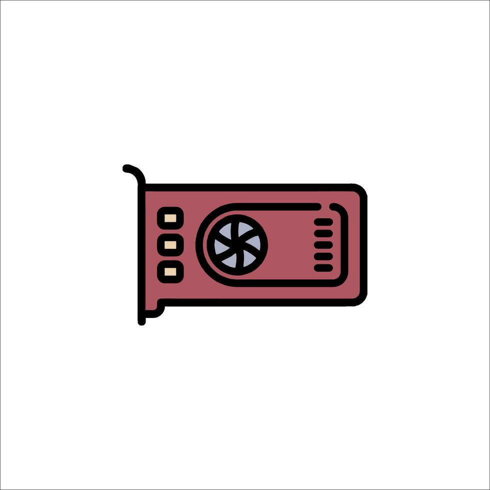 A red and black computer icon on a white background vector