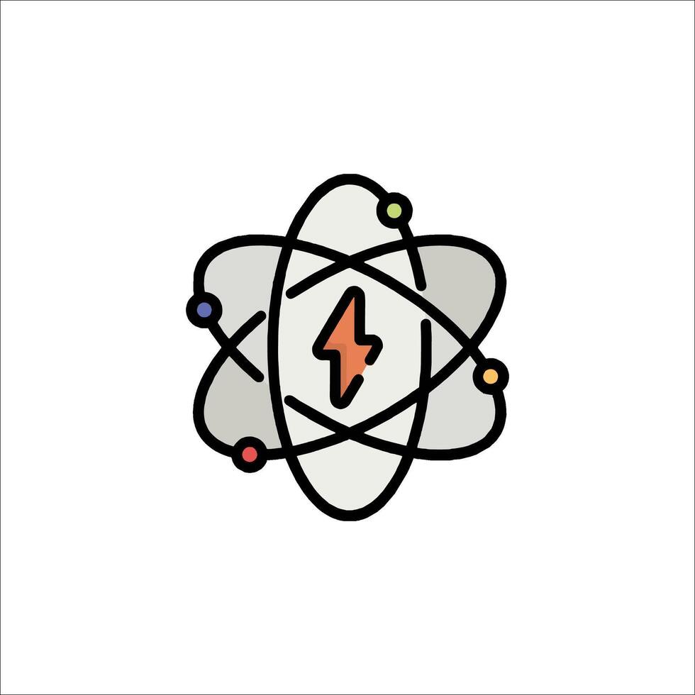 An atom symbol with a lightning bolt on it vector
