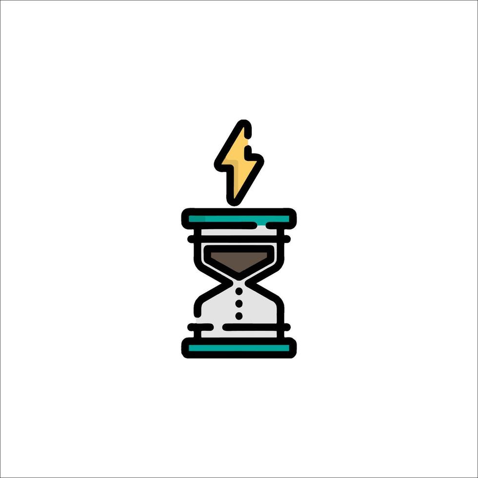 An hourglass with a lightning bolt on top vector