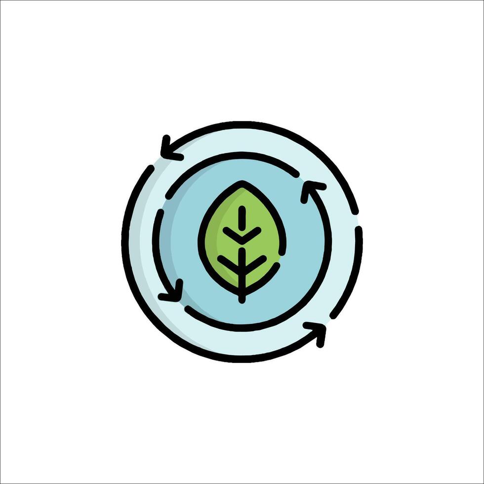 A green leaf in a circle with arrows around it vector