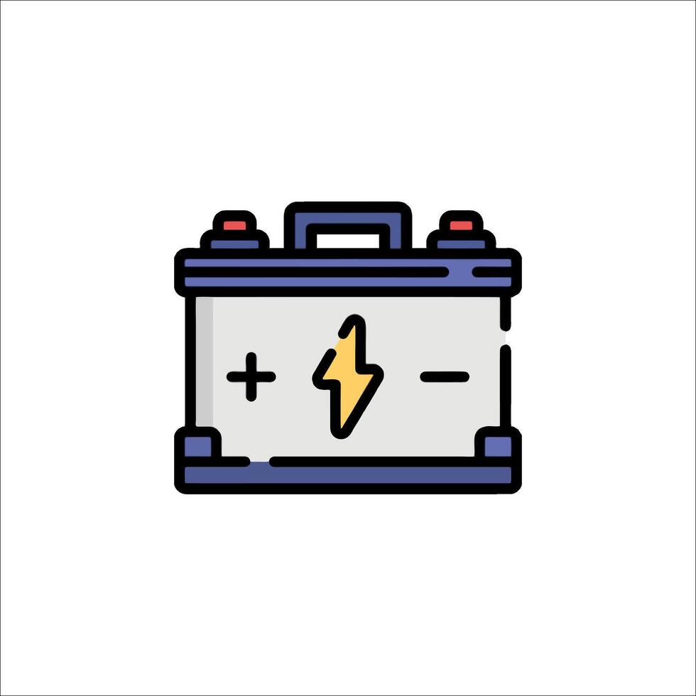 A car battery icon with a lightning bolt vector