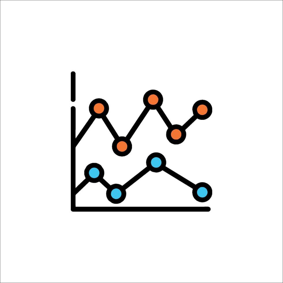 un icono de un grafico línea con puntos vector