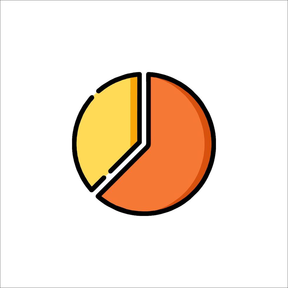 A pie chart icon with a yellow and orange slice vector