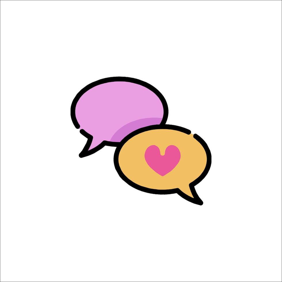 Two speech bubbles with a heart in the middle vector