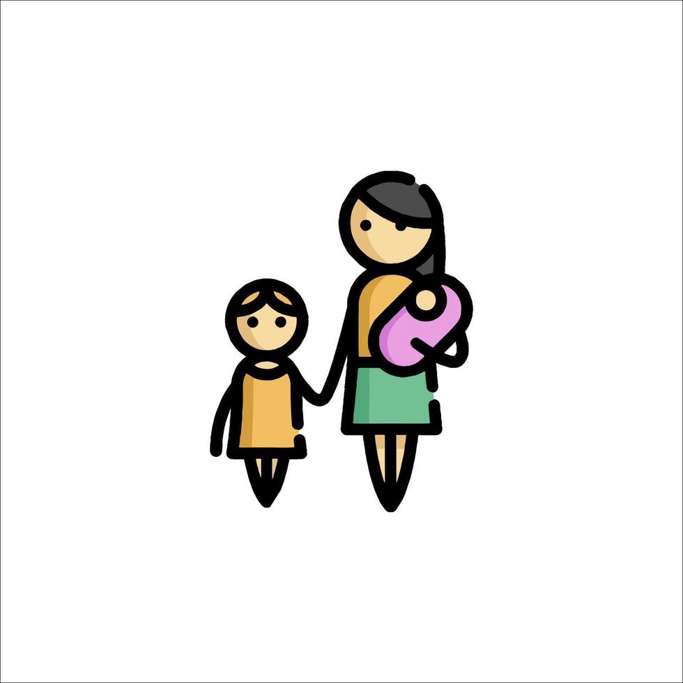 Mother and child icon illustration vector