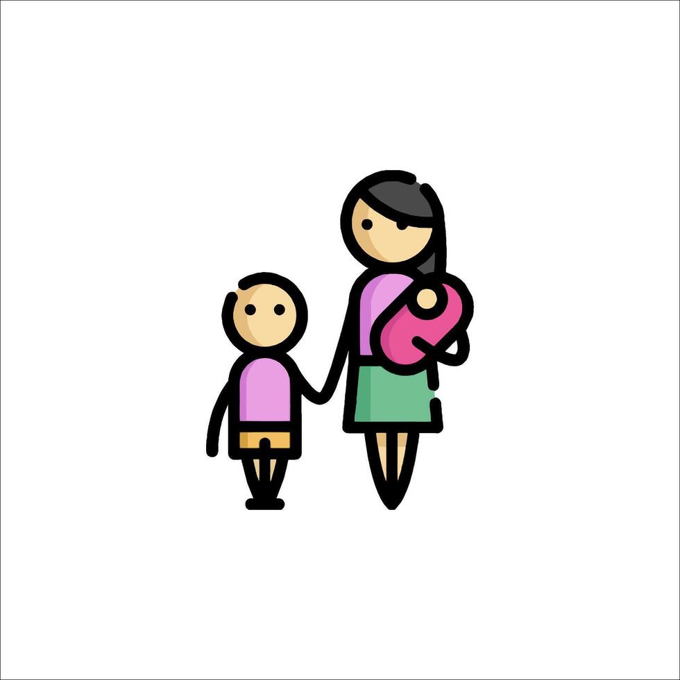 A woman and child are holding hands in a line vector